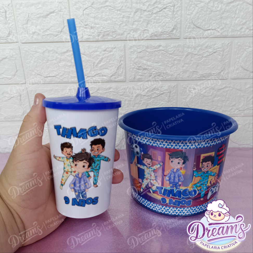 Kit com 10 Cineminhas: Copo 480 ml e Balde de 1,5 Litro – Festa do Pijama