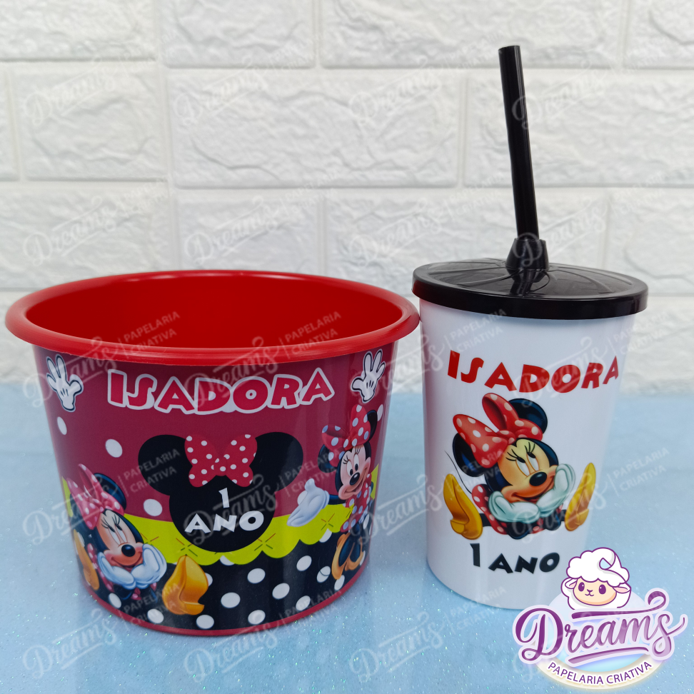 Kit com 10 Cineminhas: Copo 480 ml e Balde de 1,5 Litro – Minnie