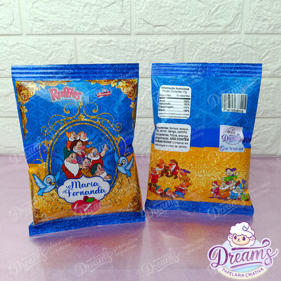 Kit com 20 Pacotes de Batata Ruffles 17 g Personalizados – Branca de Neve - #7
