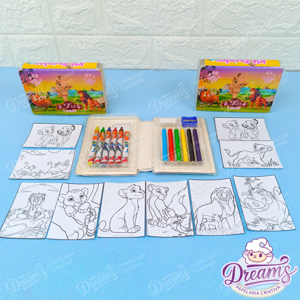 Kit com 10 Estojos de Colorir com 14 Peças e Folhas – Rei Leão - #3