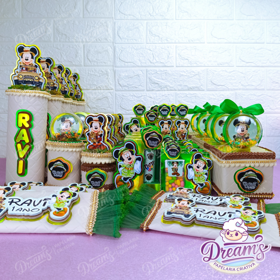 Kit Dreams Ultra com 40 Itens Personalizados – Mickey Safari