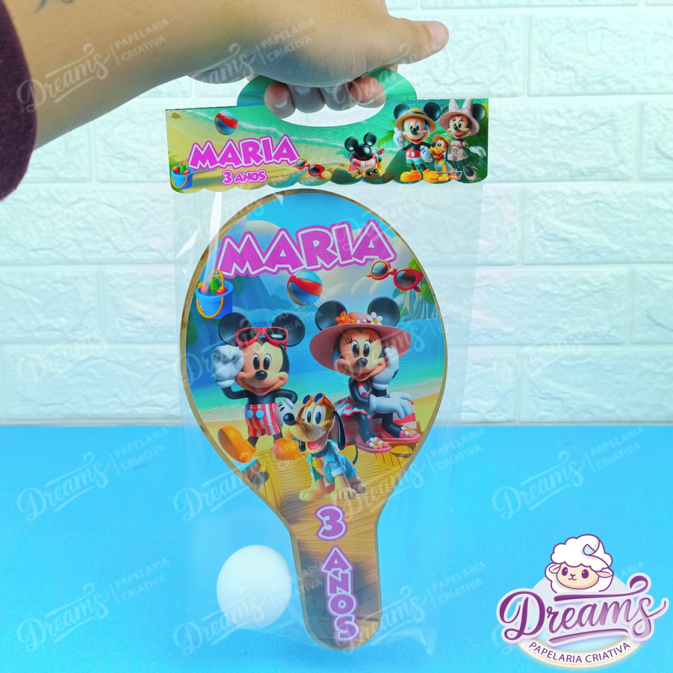 Kit com 20 Raquetes de Pingue-Pongue Personalizadas – Mickey Praia - #3