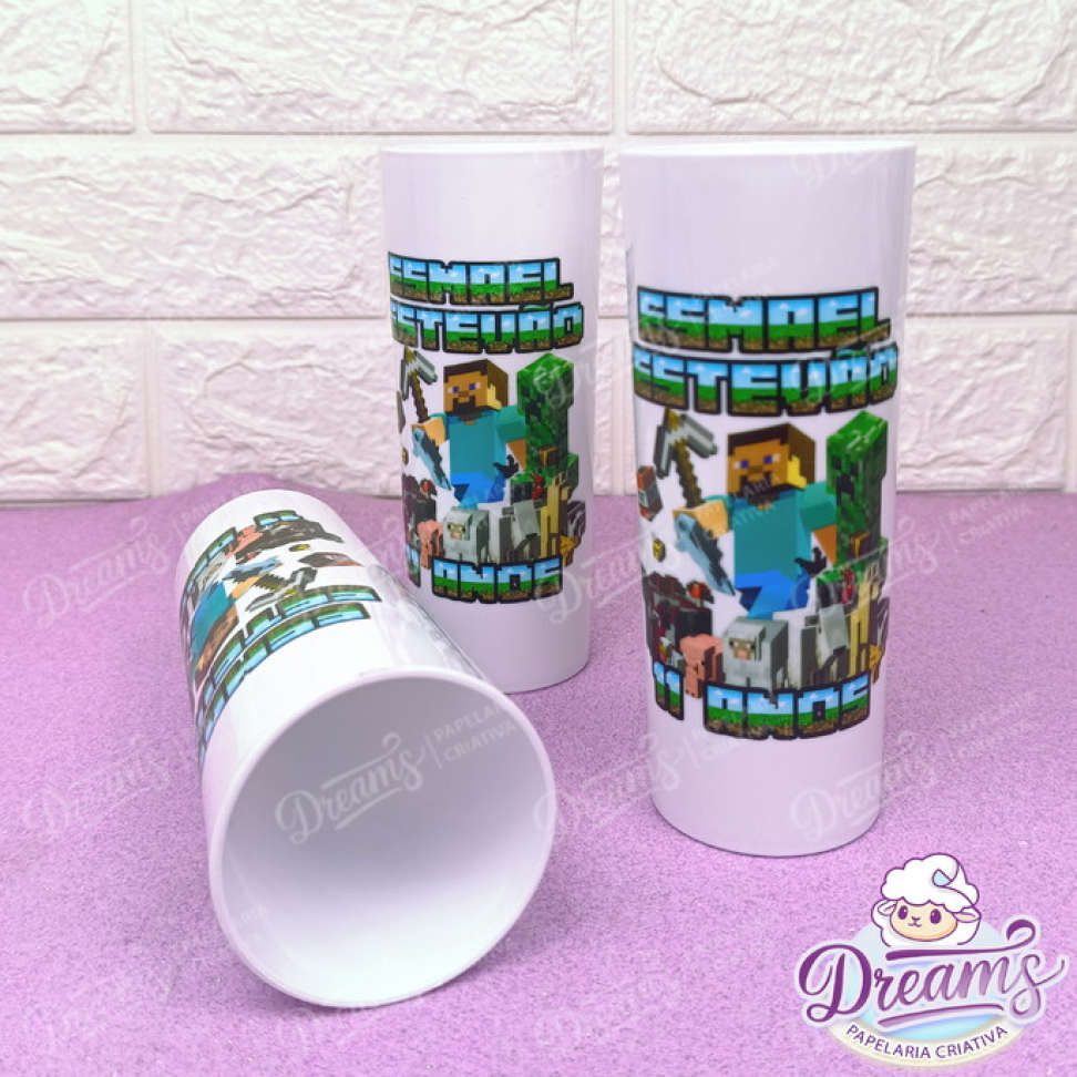 Kit com 20 Copos Long Drink 350 ml Personalizados – Minecraft