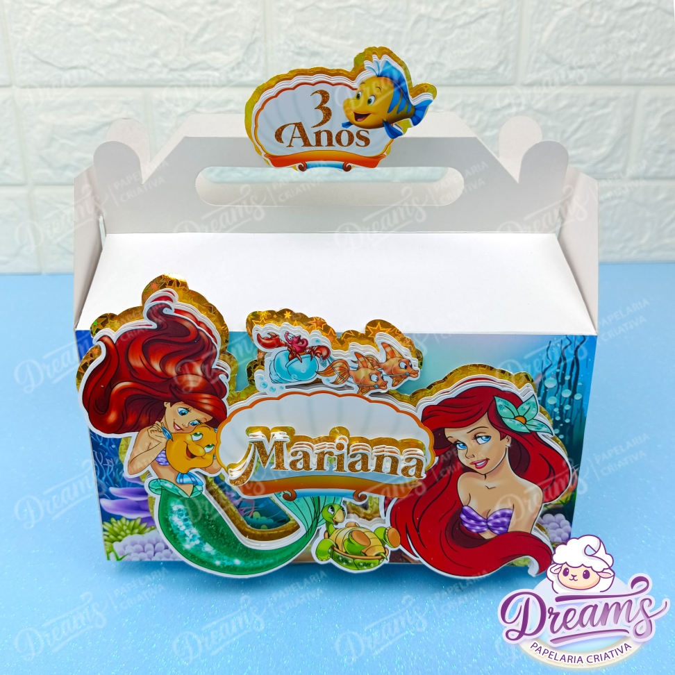Kit com 10 Caixas Maletinha Personalizadas – Pequena Sereia