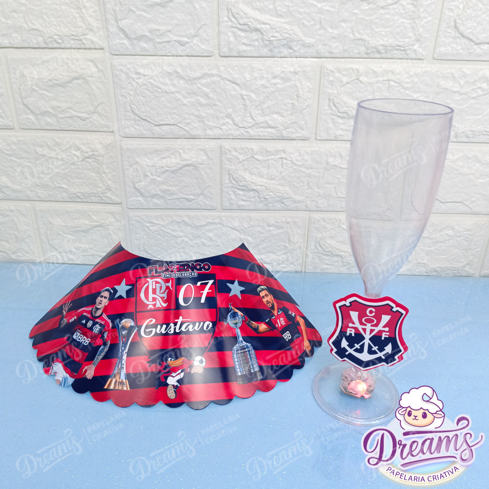 Kit com 10 Abajures Taça LED e 10 Plaquinhas de Agradecimento – Flamengo - #4
