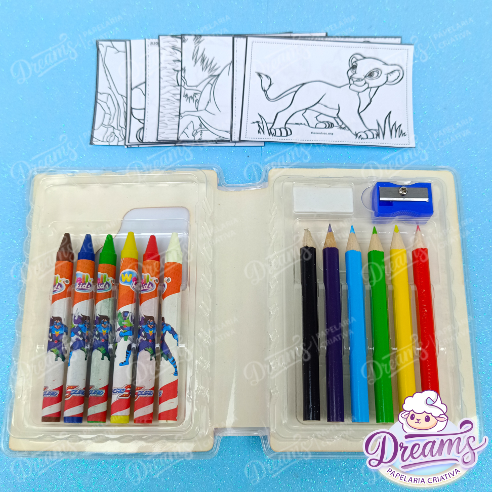Kit com 10 Estojos de Colorir com 14 Peças e Folhas – Rei Leão - #4