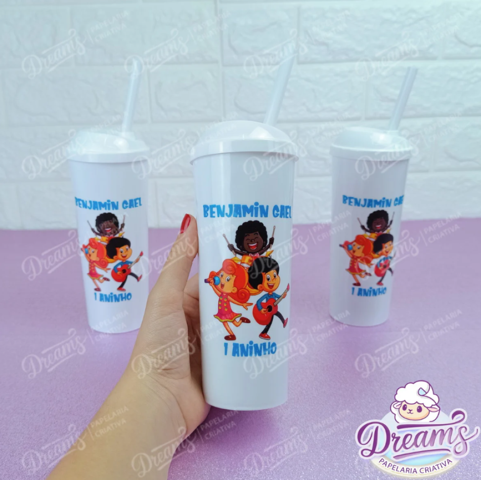 Kit com 20 Copos Long Drink 350 ml com Tampa e Canudo – 3 Palavrinhas - #4