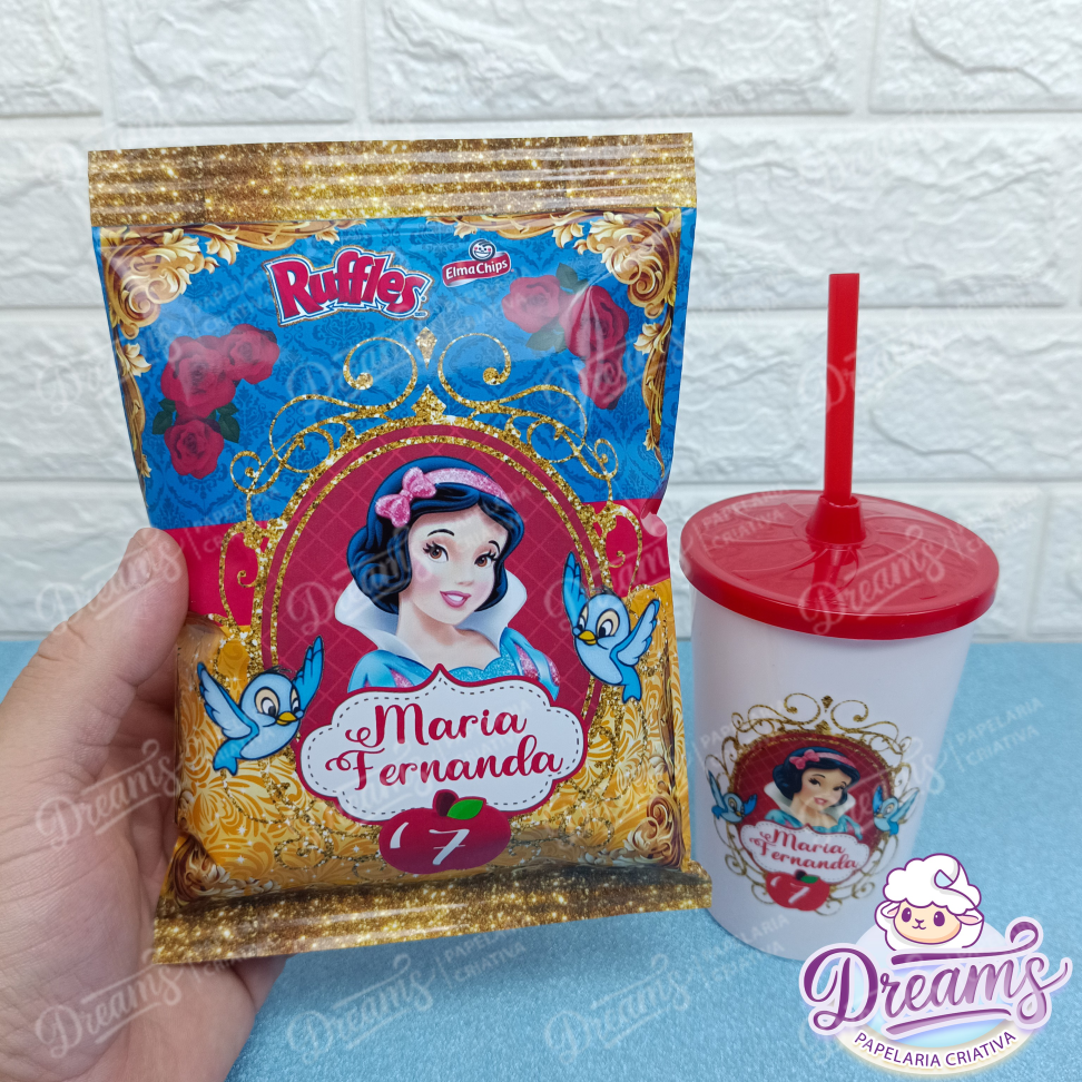 Kit com 12 Batatas Ruffles e 12 Copos de 480 ml – Branca de Neve e os Sete Anões - #6