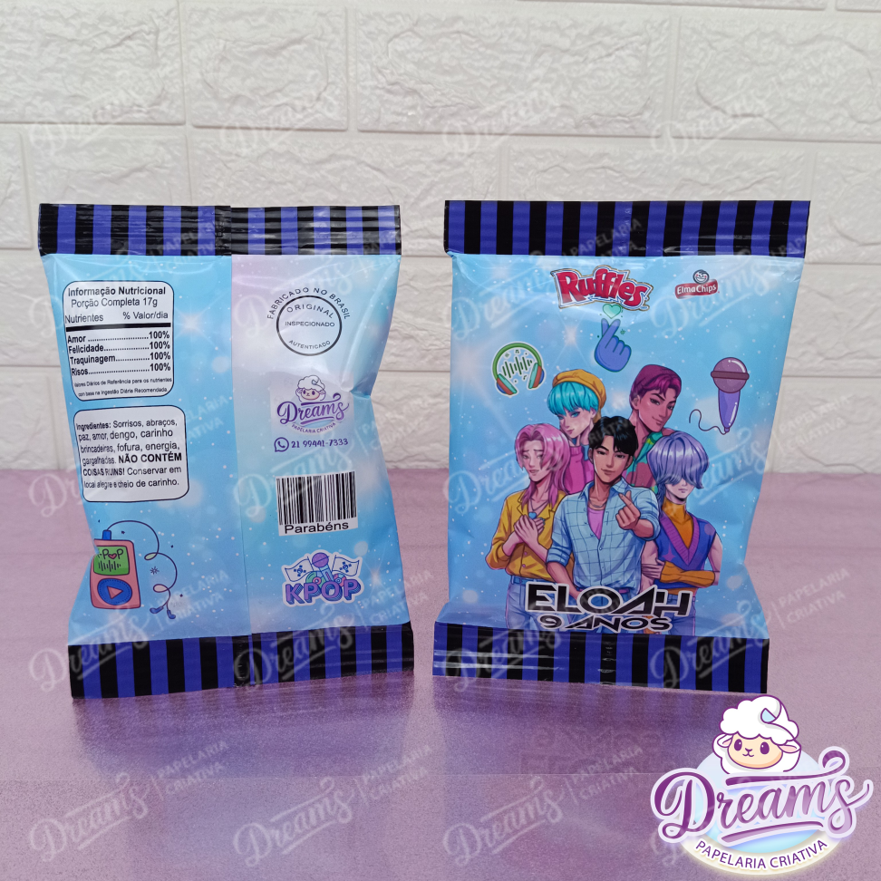 Kit com 20 Pacotes de Batata Ruffles 17 g Personalizados – K-Pop | Eloah 9 Anos