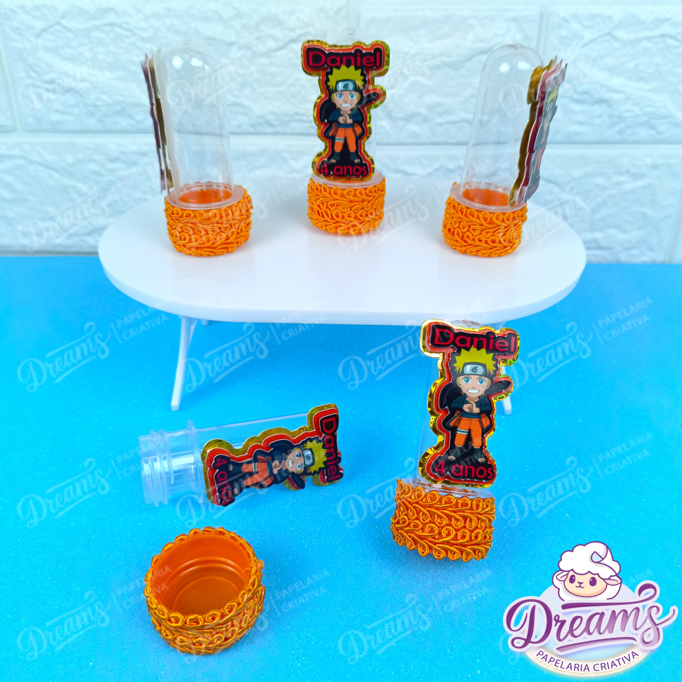 Kit com 20 Tubetes de 8 cm com Aplique – Naruto