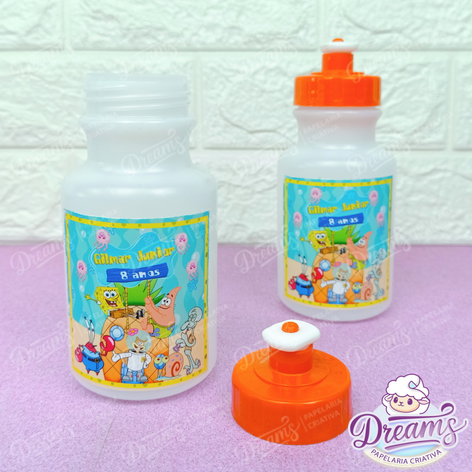 Kit com 20 Garrafinhas Squeeze 300 ml Personalizadas – Bob Esponja