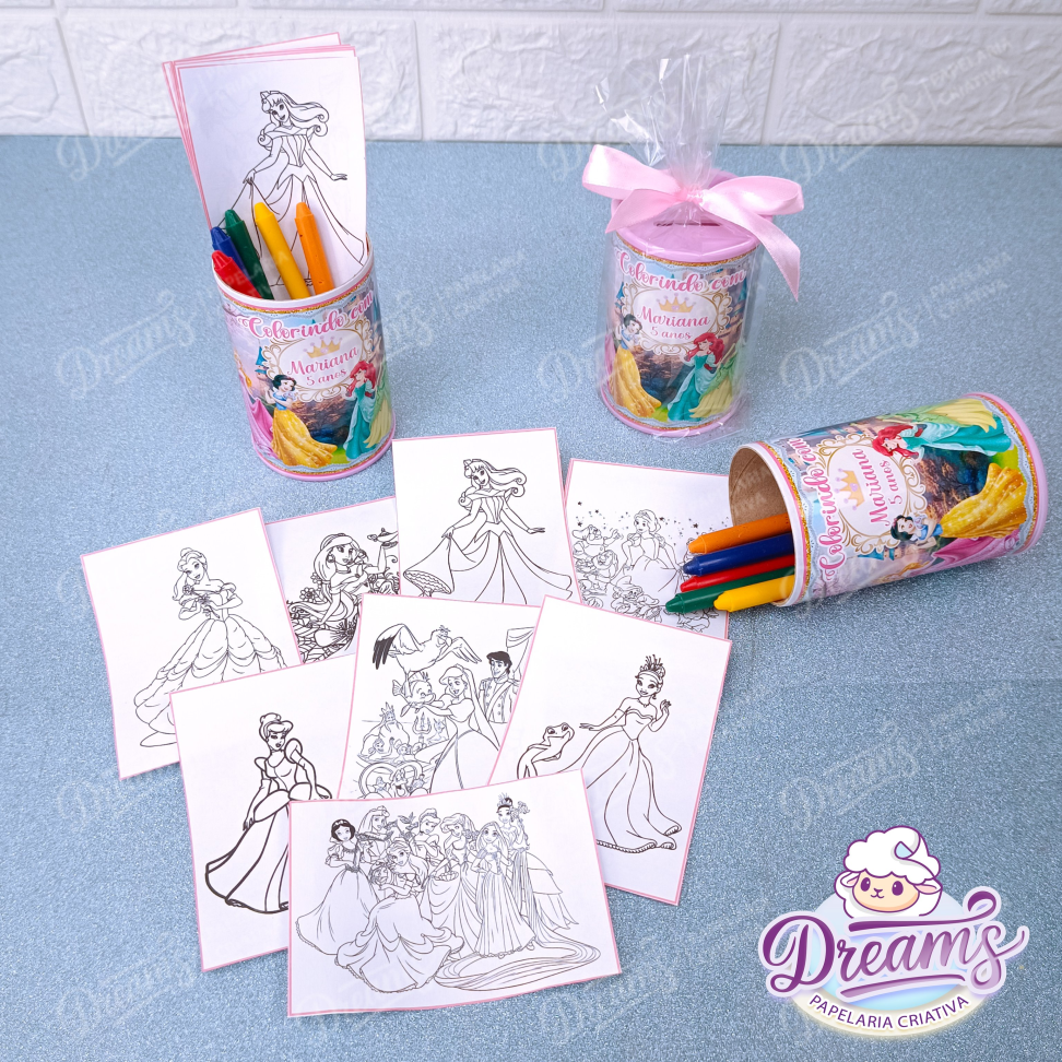 Kit com 20 Cofrinhos para Colorir sem Tag – Princesas