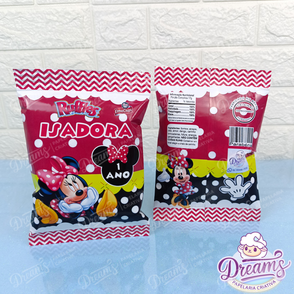Kit com 20 Pacotes de Batata Ruffles 17 g Personalizados – Minnie - #3