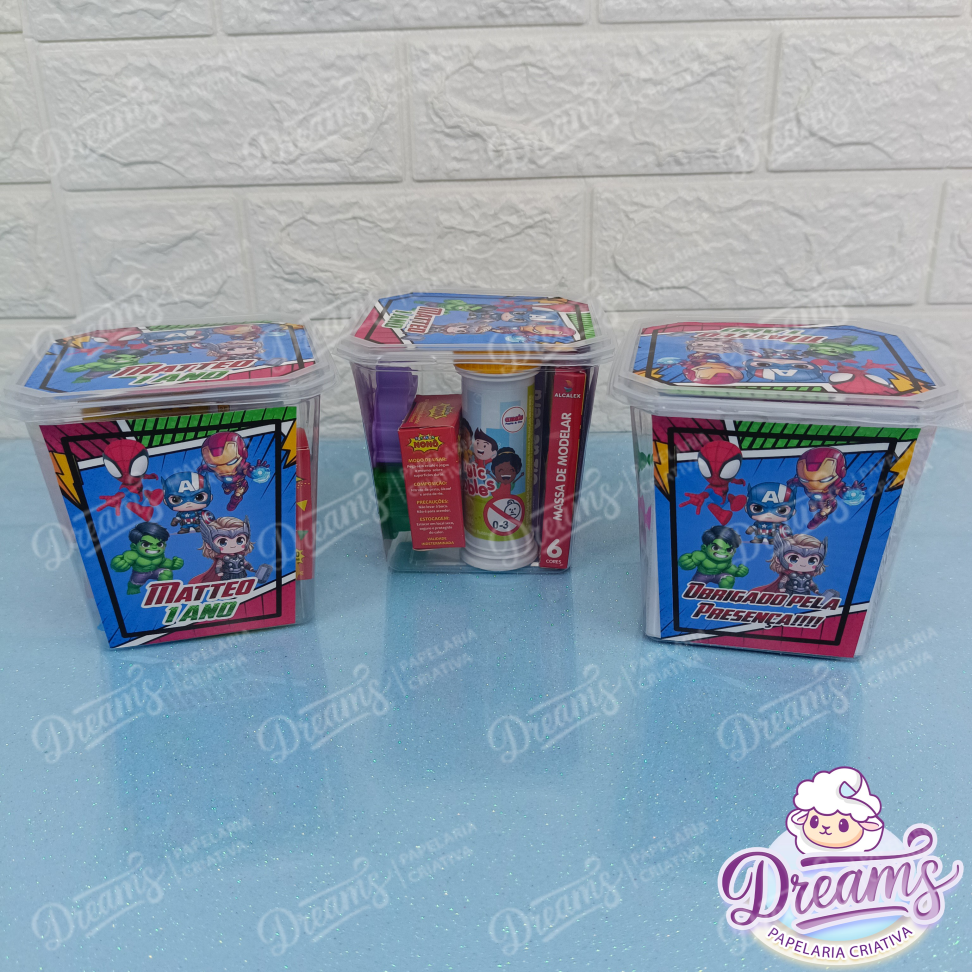 Kit com 20 Potes Diversão 750 ml Personalizados – Vingadores Baby - #6