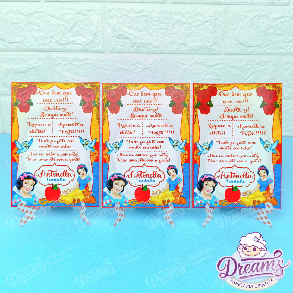 Kit com 20 Plaquinhas de Agradecimento 10 × 15 cm – Branca de Neve - #4