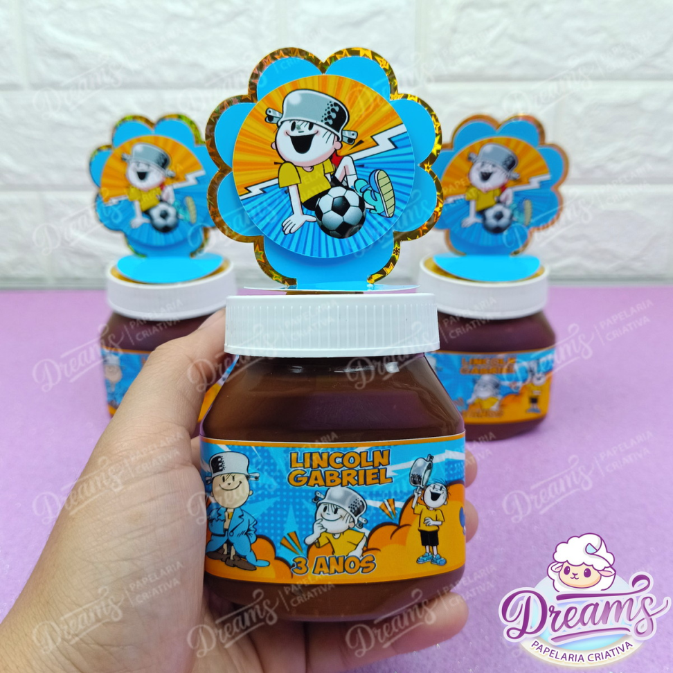 Kit com 20 Rótulos e 20 Apliques para Nutella 140 g – Menino Maluquinho