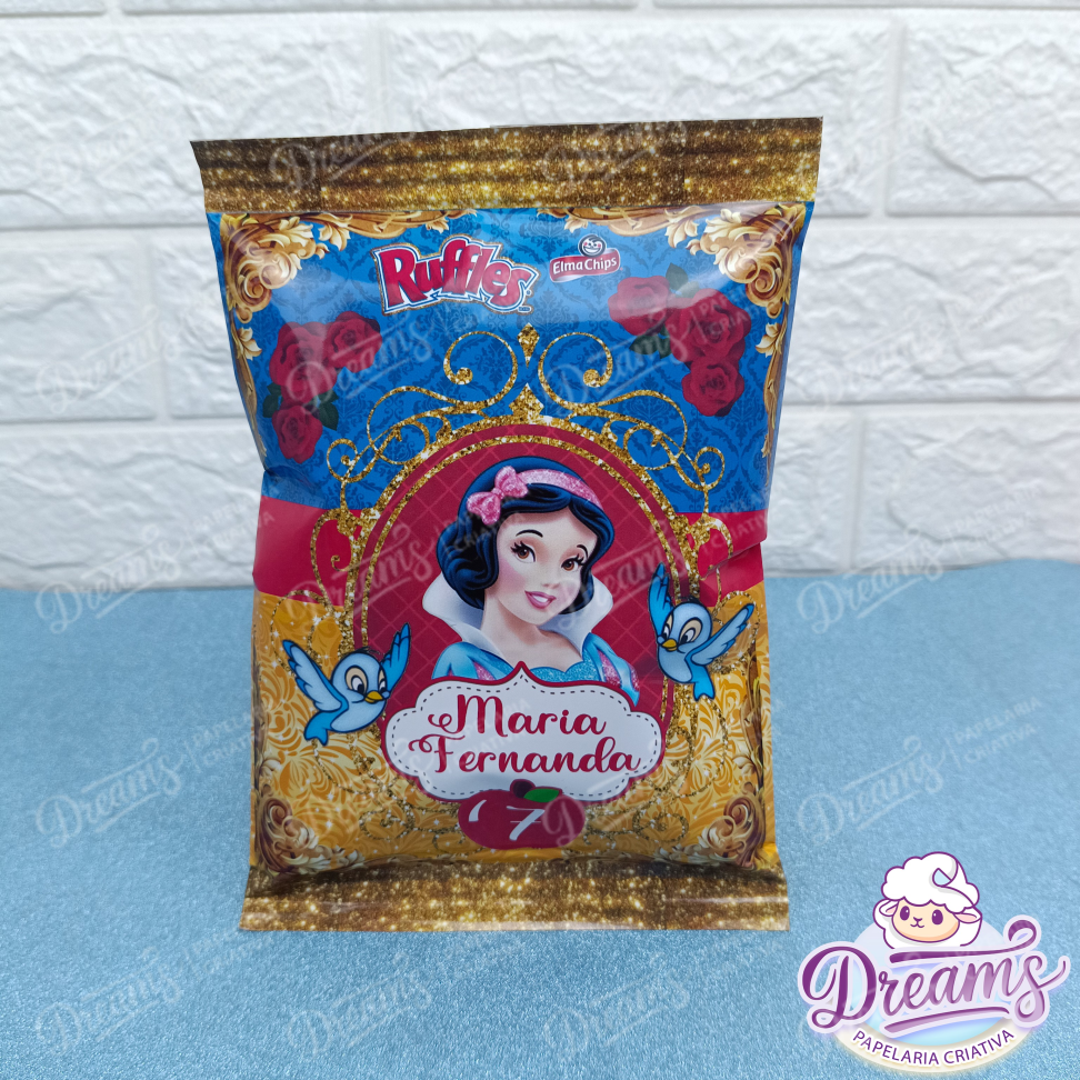 Kit com 20 Pacotes de Batata Ruffles 17 g Personalizados – Branca de Neve