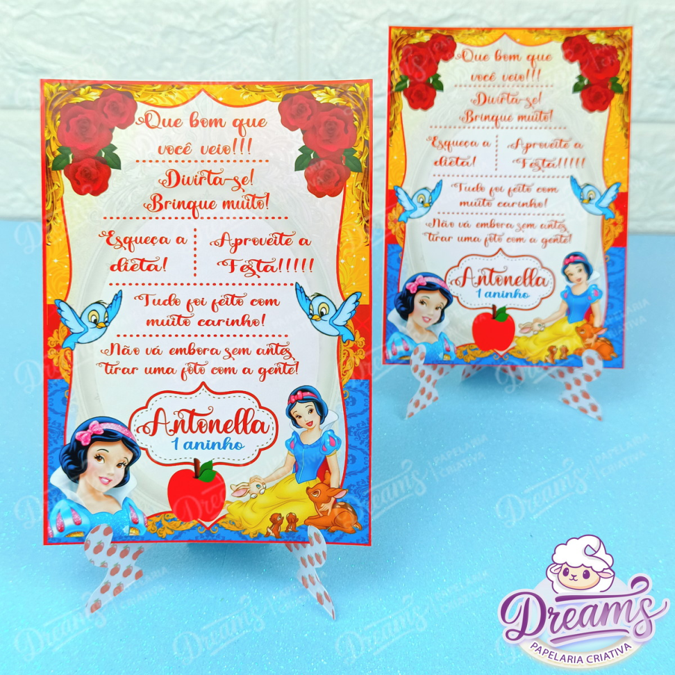 Kit com 20 Plaquinhas de Agradecimento 10 × 15 cm – Branca de Neve - #3