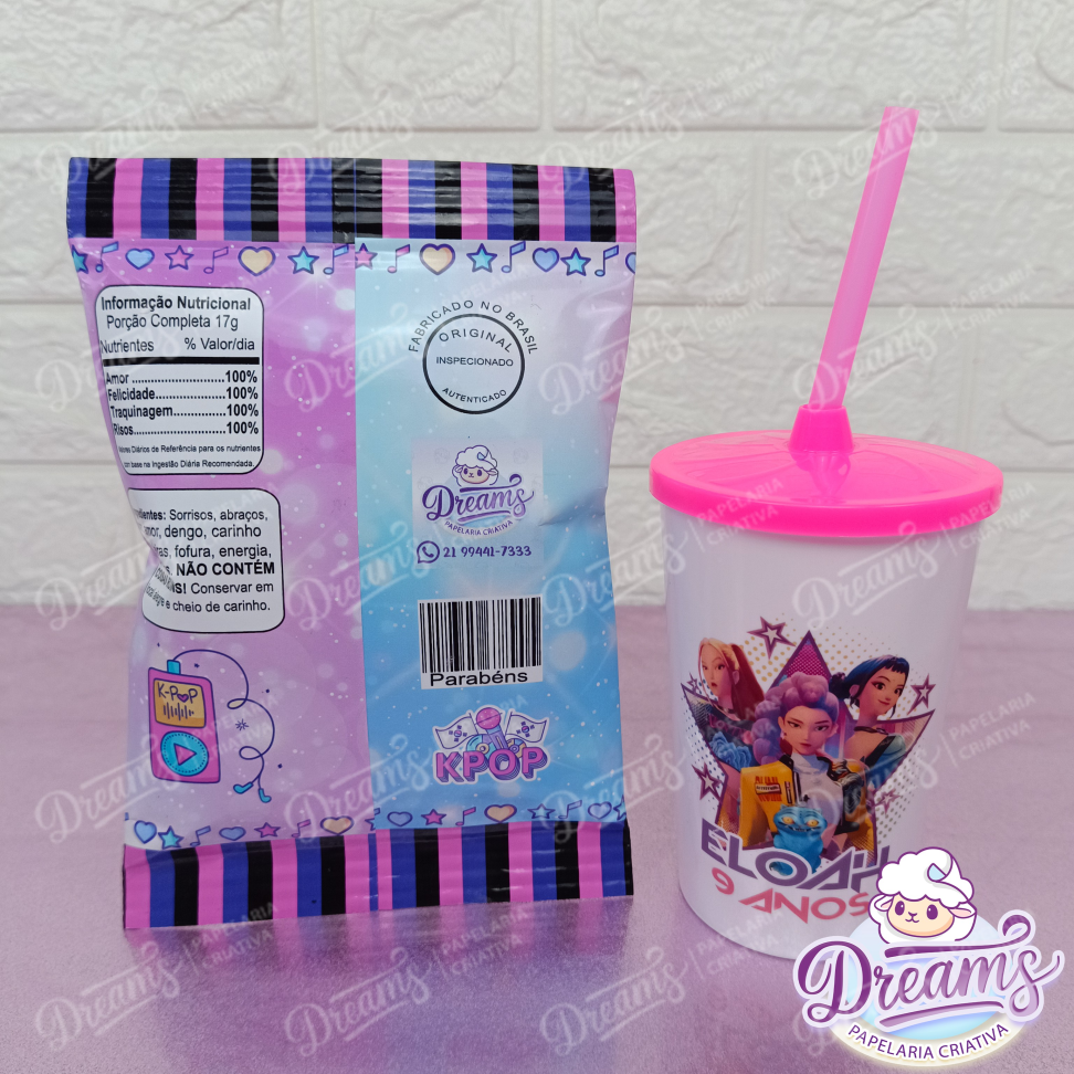 Kit com 12 Batatas Ruffles e 12 Copos de 480 ml – Guerreiras do K-Pop