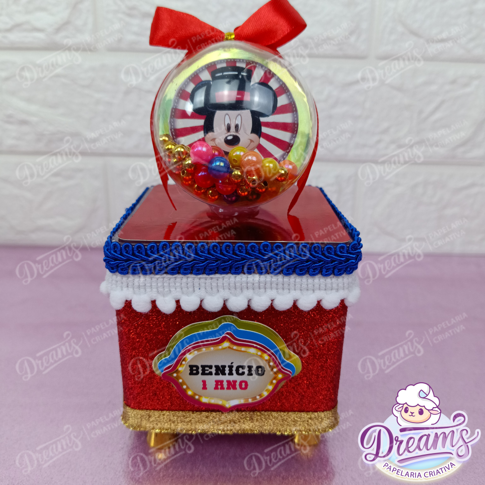 Kit com 10 Caixas Acrílicas de Luxo 8 × 8 cm com Bola – Mickey Circo - #6