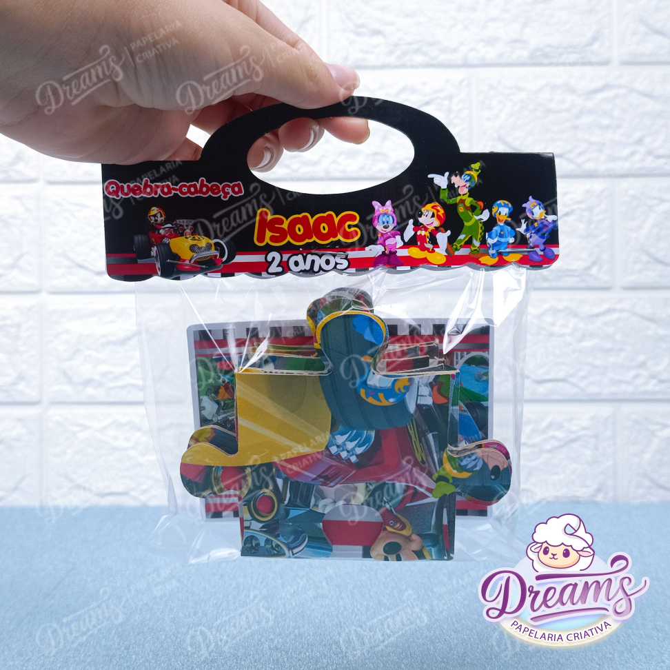 Kit com 20 Quebra-Cabeças de 12 Peças 20 × 28 cm – Mickey Sobre Rodas - #3