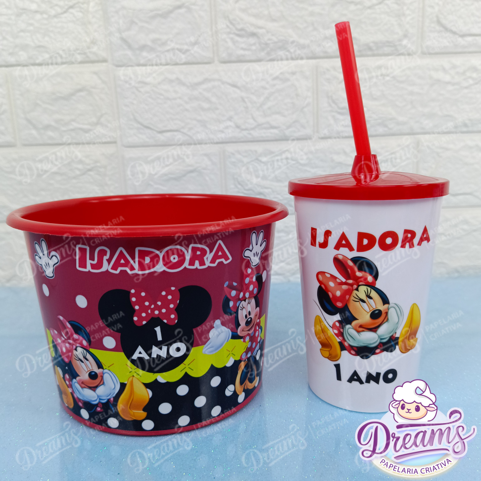 Kit com 10 Cineminhas: Copo 480 ml e Balde de 1,5 Litro – Minnie
