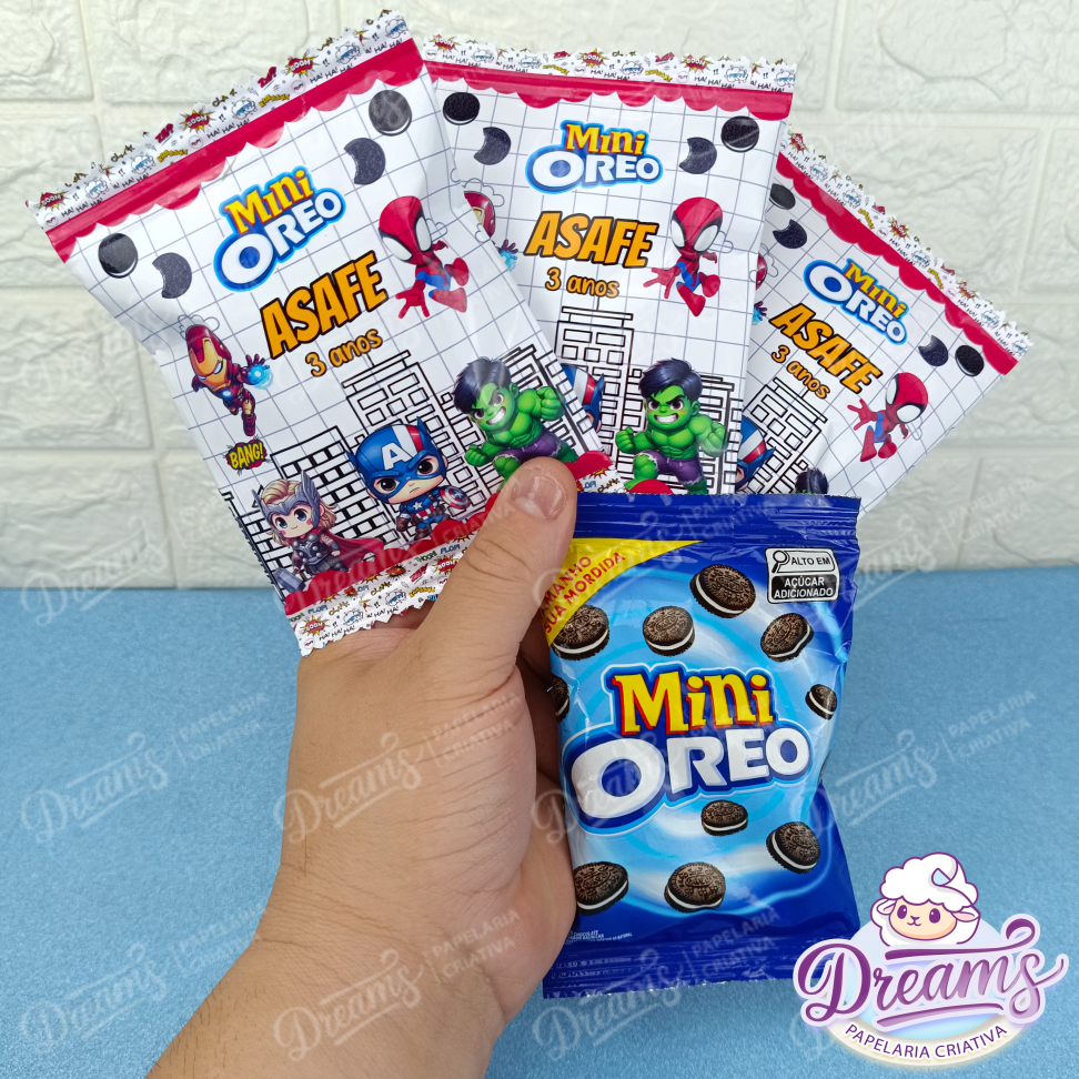 Kit com 20 Pacotes de Mini Oreo 35 g Personalizados – Vingadores Baby