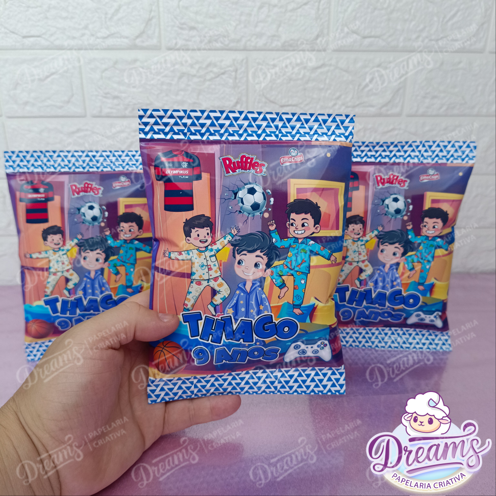 Kit com 20 Pacotes de Batata Ruffles 17 g Personalizados – Futebol e Games