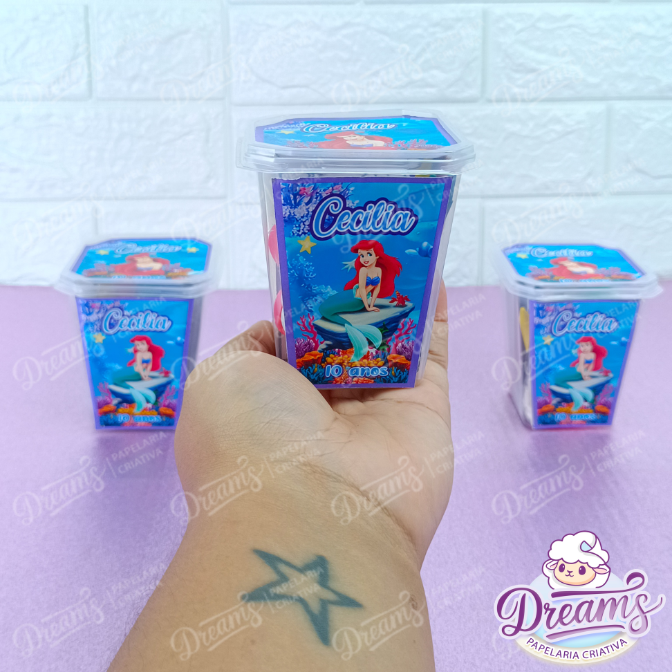 Kit com 20 Potes Diversão 350 ml Personalizados – Pequena Sereia - #4