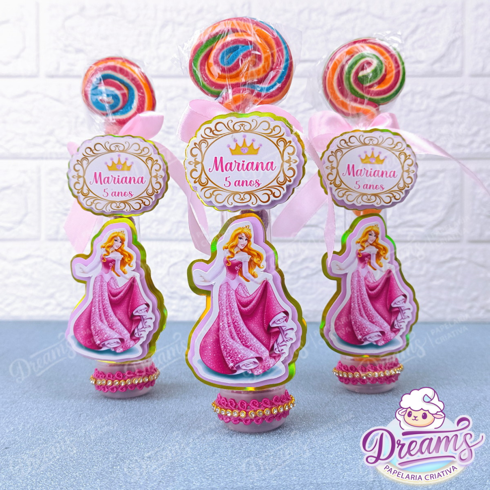 Kit com 20 Tubelitos de 13 cm e Pirulitos Psicodélicos – Princesas - #3