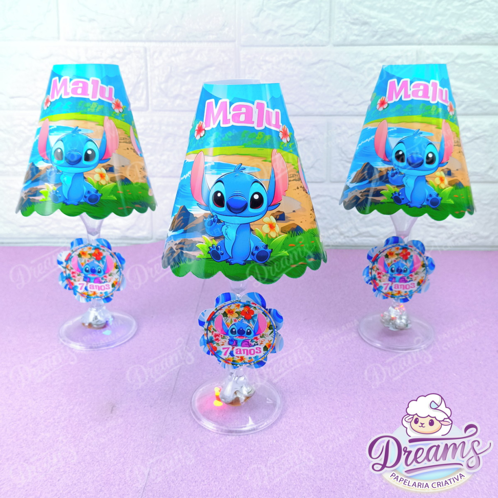 Kit com 10 Abajures Taça LED para Centro de Mesa – Stitch