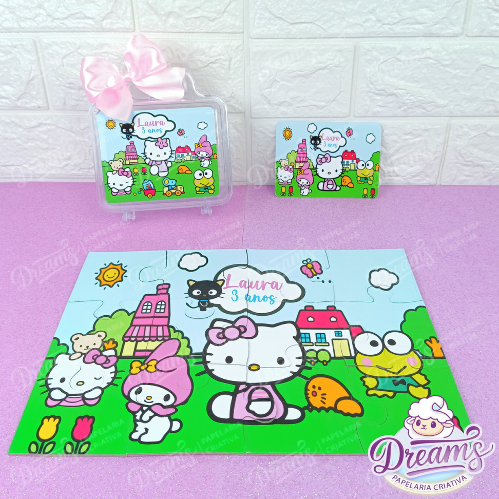 Kit com 20 Quebra-Cabeças de 12 Peças na Maletinha – Hello Kitty