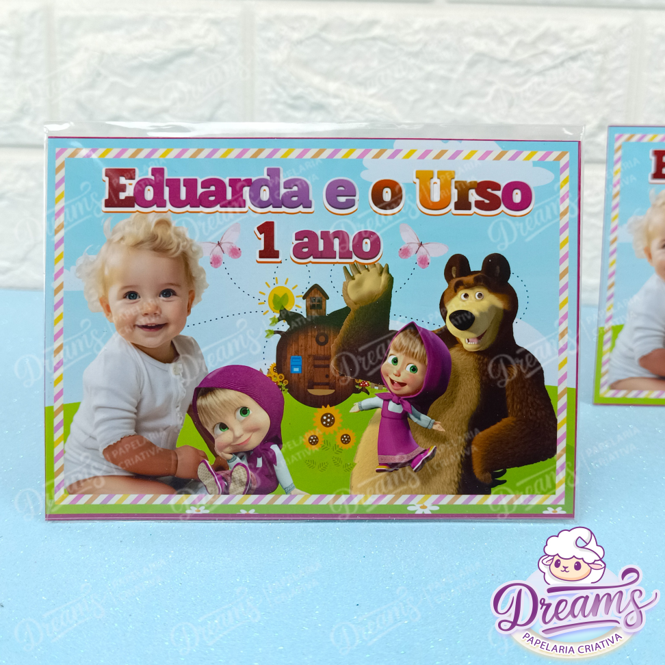 Kit com 20 Ímãs de Geladeira 10 × 15 cm – Masha e o Urso