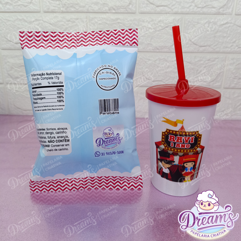 Kit com 12 Batatas Ruffles e 12 Copos de 480 ml – Circo