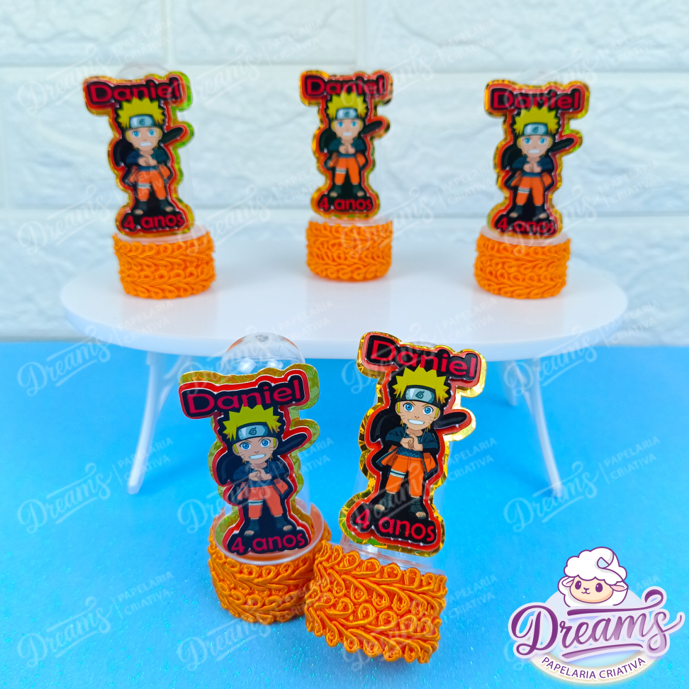 Kit com 20 Tubetes de 8 cm com Aplique – Naruto