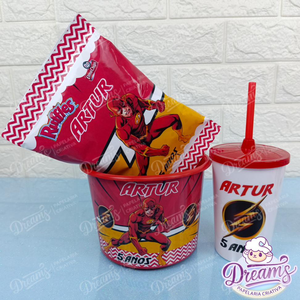 Kit com 20 Cineminhas: Balde, Copo 480 ml e Ruffles 17 g – Flash