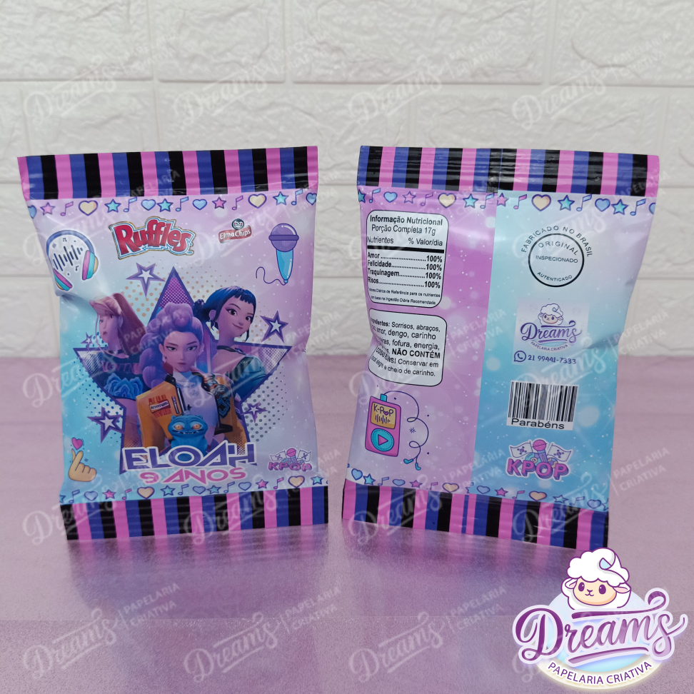 Kit com 20 Pacotes de Batata Ruffles 17 g Personalizados – K-Pop | Eloah 9 Anos