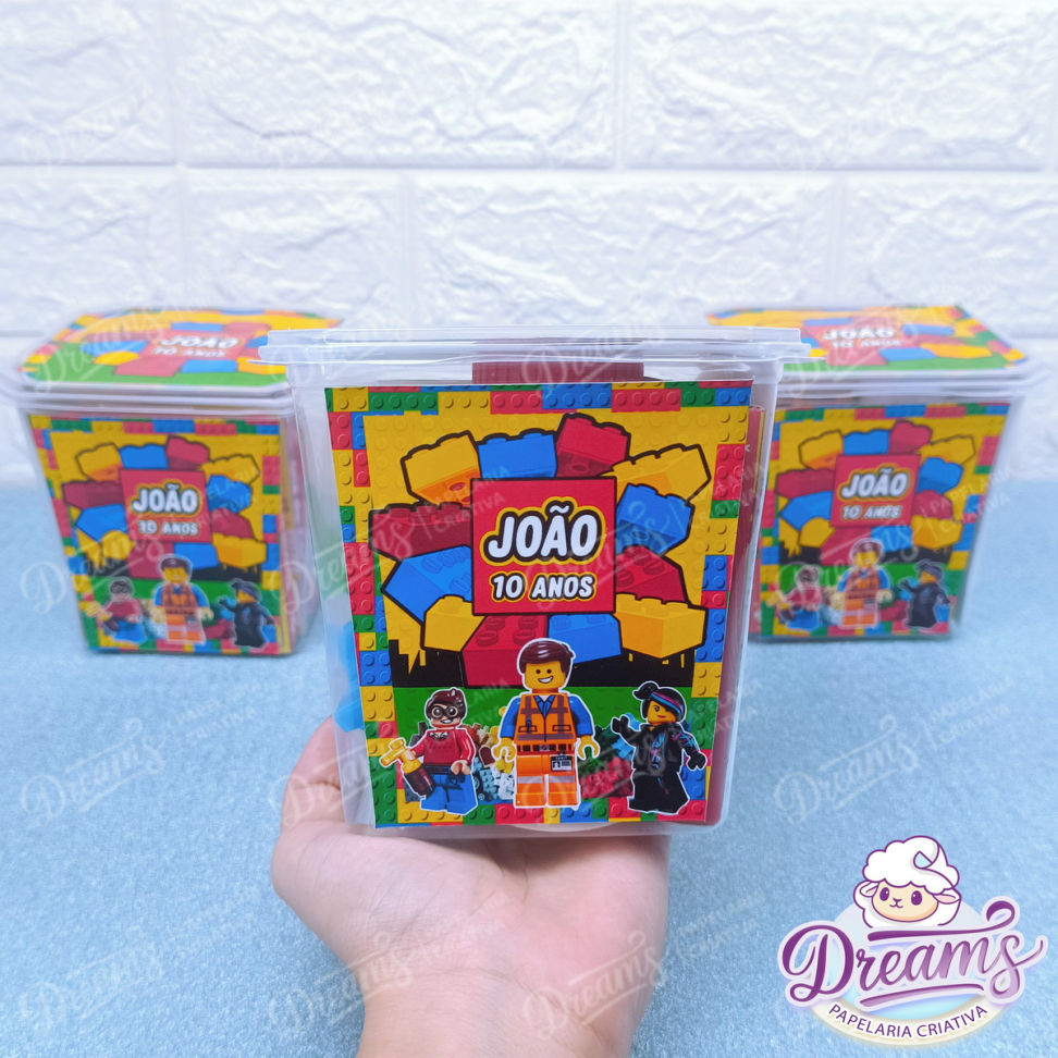 Kit com 20 Potes Diversão 750 ml Personalizados – Lego