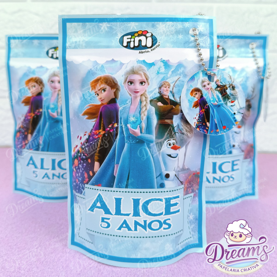 Kit com 20 Saquinhos Zip Lock Metalizados 10 × 15 cm com Tag – Frozen - #4