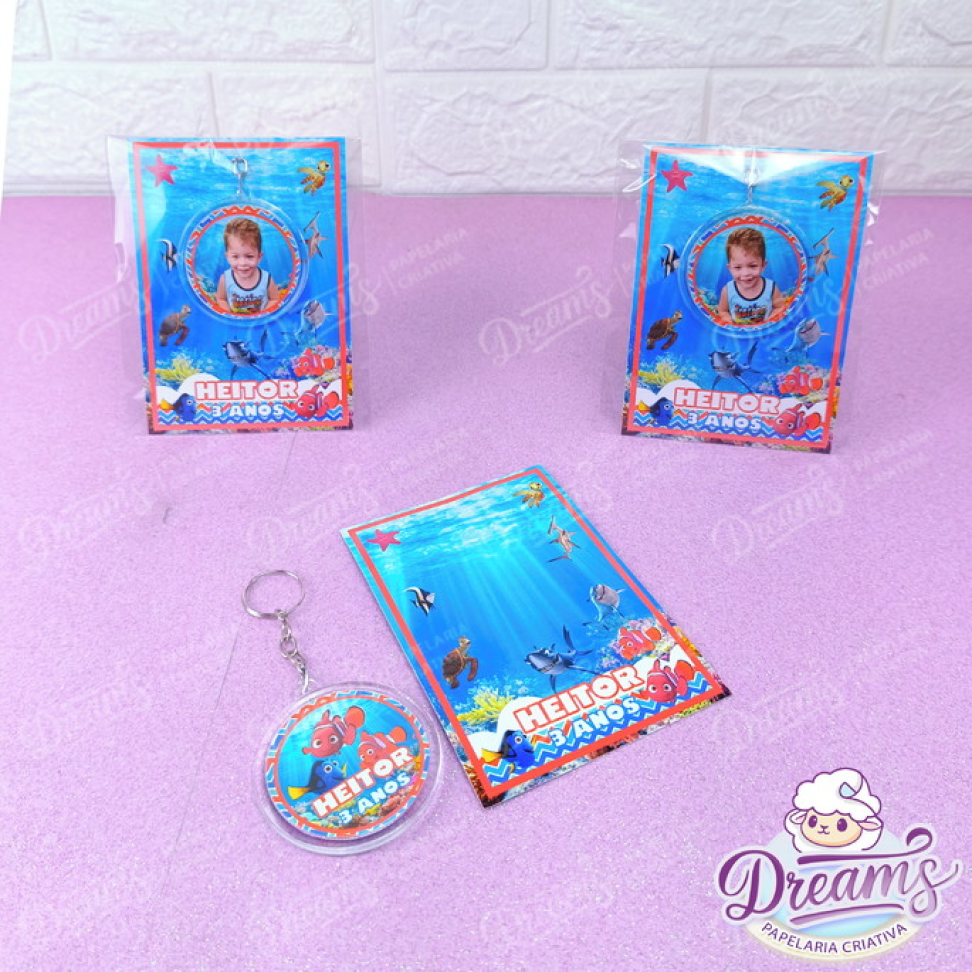 Kit com 20 Chaveiros Redondos Transparentes Personalizados – Procurando Nemo - #3