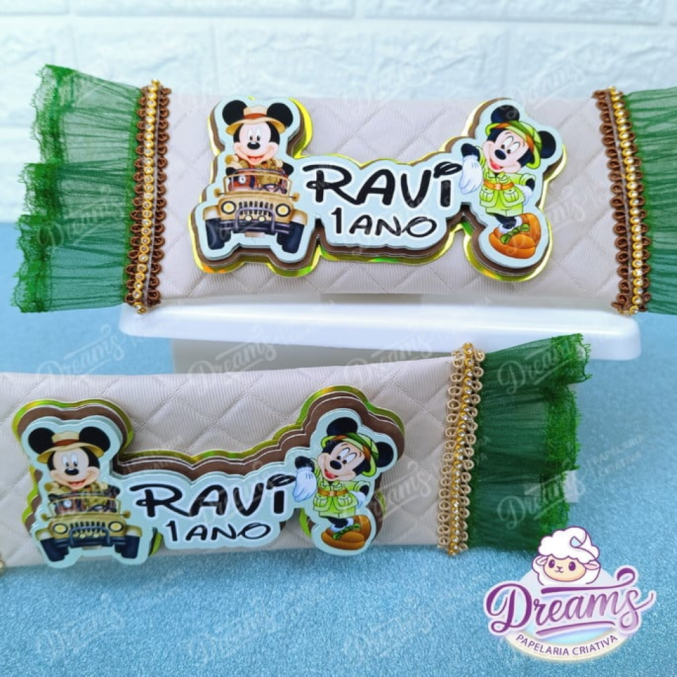 Kit com 10 Porta-KitKat de Luxo Personalizados – Mickey Safari