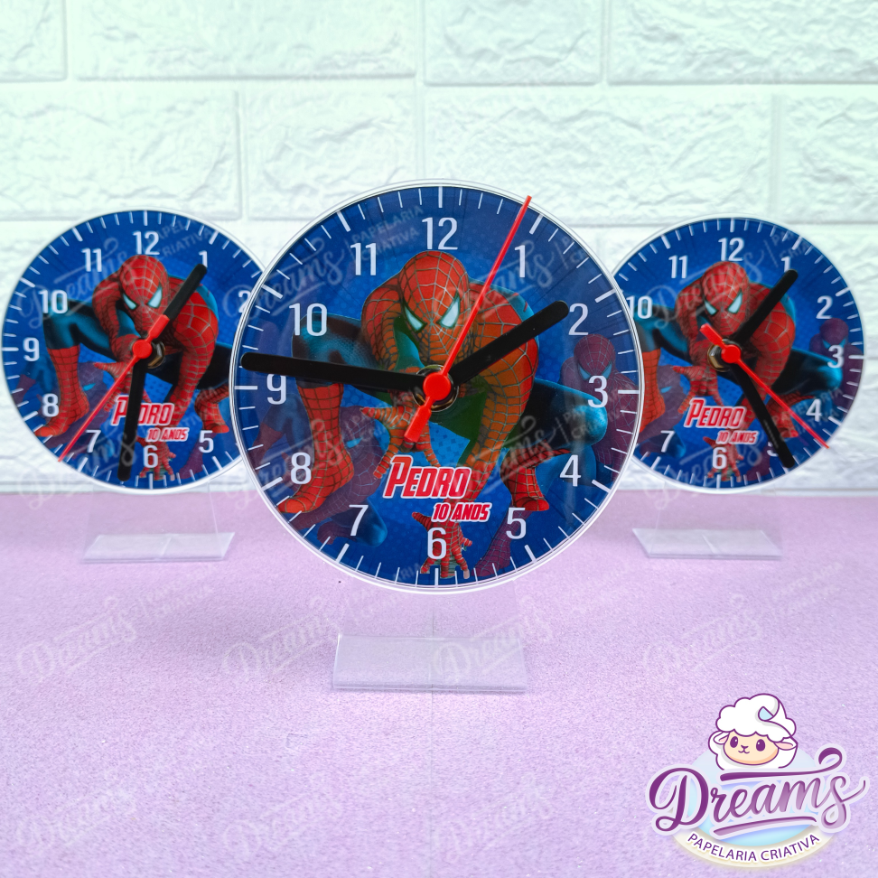 Kit com 10 Relógios de Mesa em Acrílico – Homem-Aranha