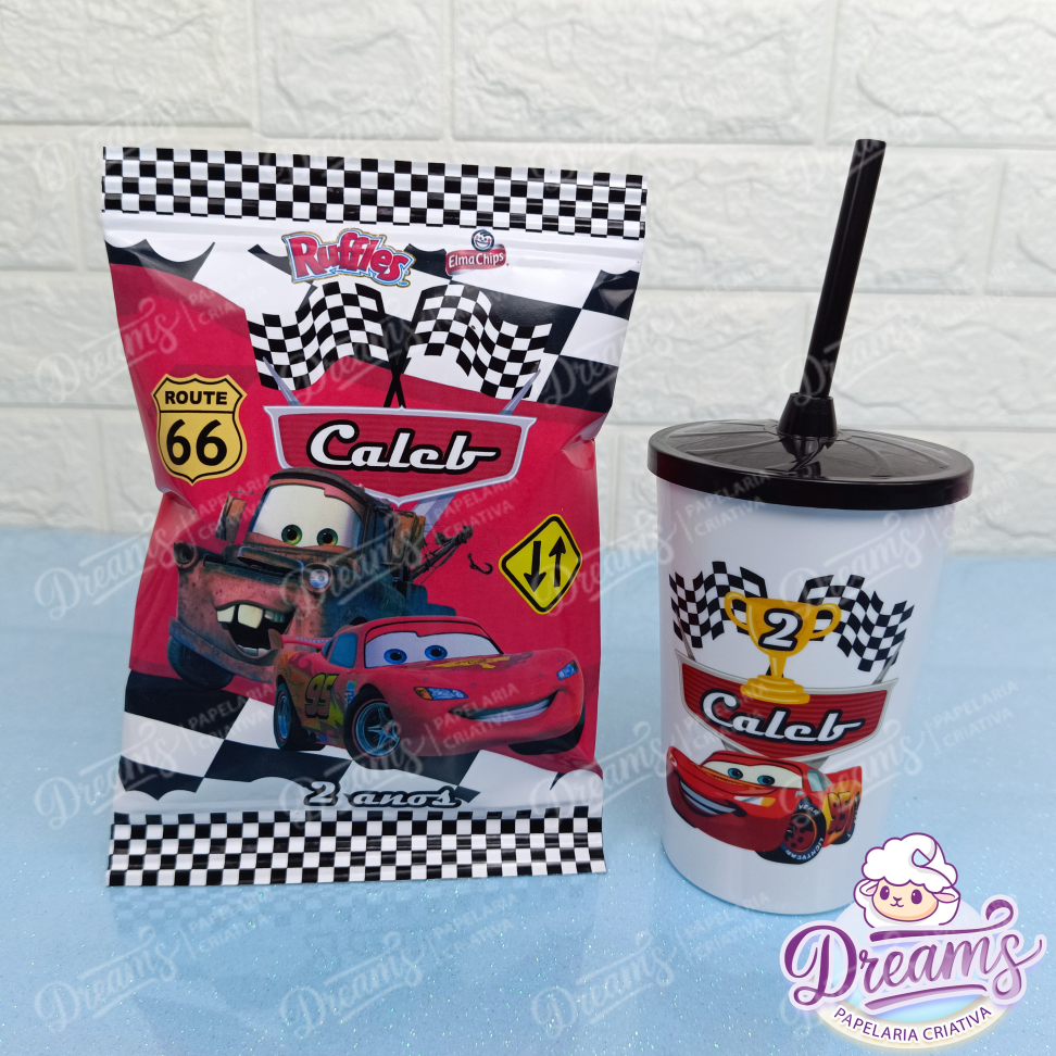 Kit com 12 Batatas Ruffles e 12 Copos de 480 ml – Carros