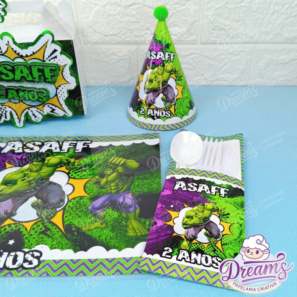 Kit com 10 Conjuntos Festa na Maleta Personalizados – Hulk - #5