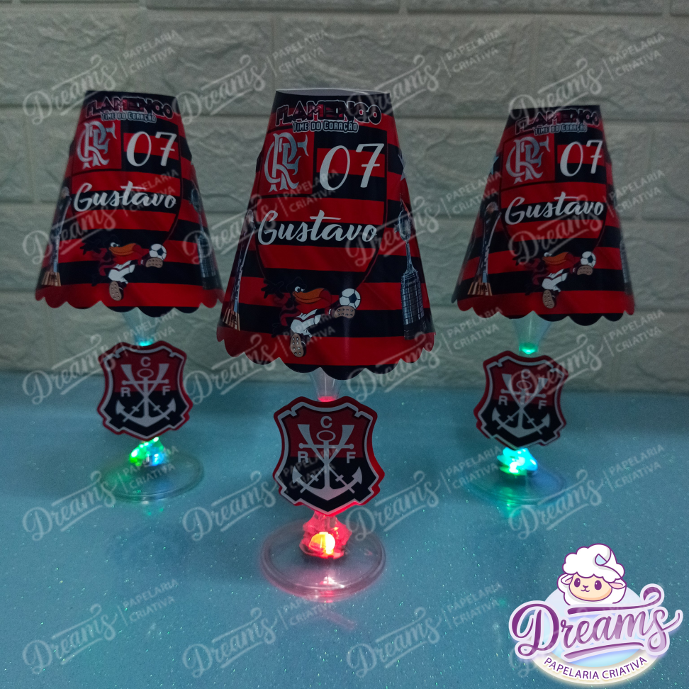 Kit com 10 Abajures Taça LED e 10 Plaquinhas de Agradecimento – Flamengo - #3