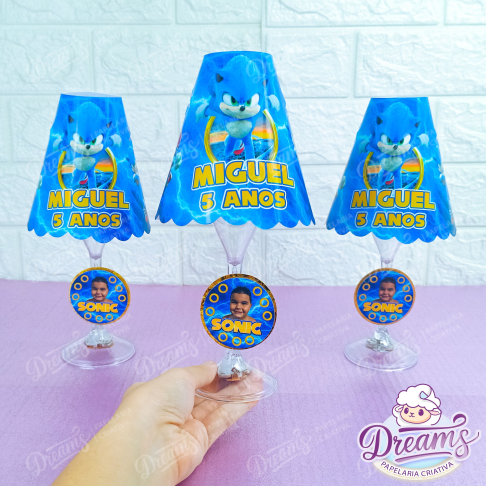 Kit com 10 Abajures de LED Personalizados com Foto – Sonic - #3