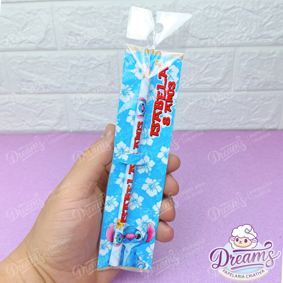 Kit com 20 Porta-Lápis com Lápis Personalizados – Stitch