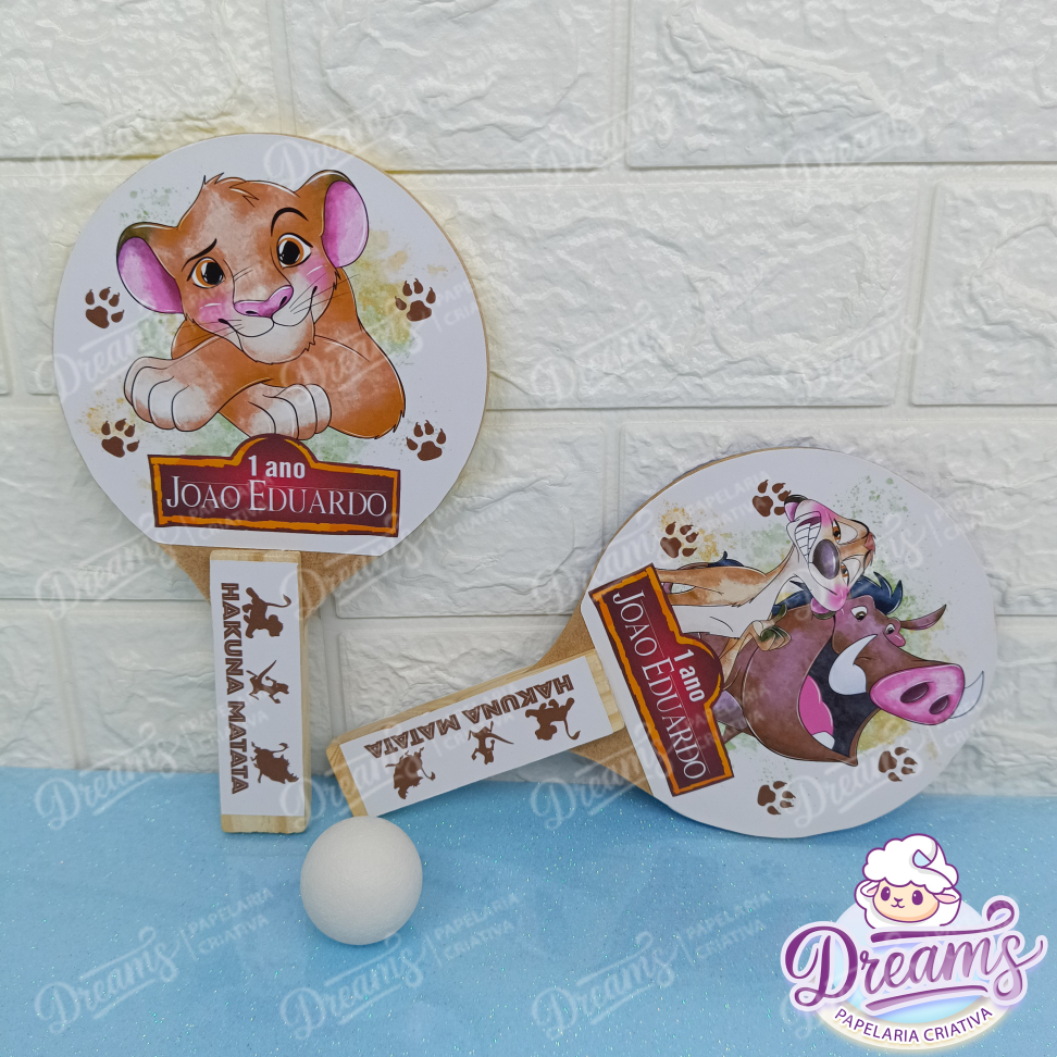20 Raquetes de Ping Pong Personalizadas Rei Leão