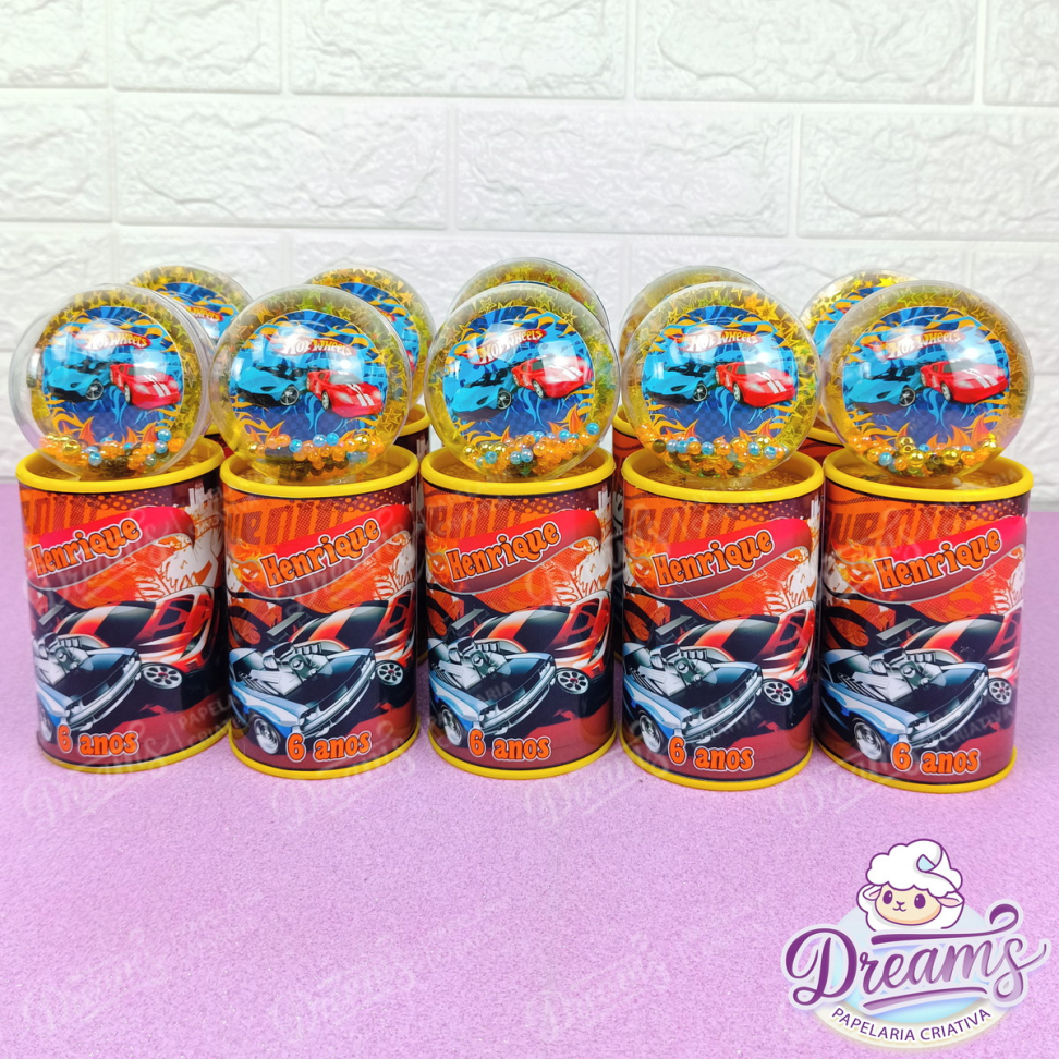 Kit com 20 Cofrinhos Adesivados com Bola Acrílica – Hot Wheels - #5