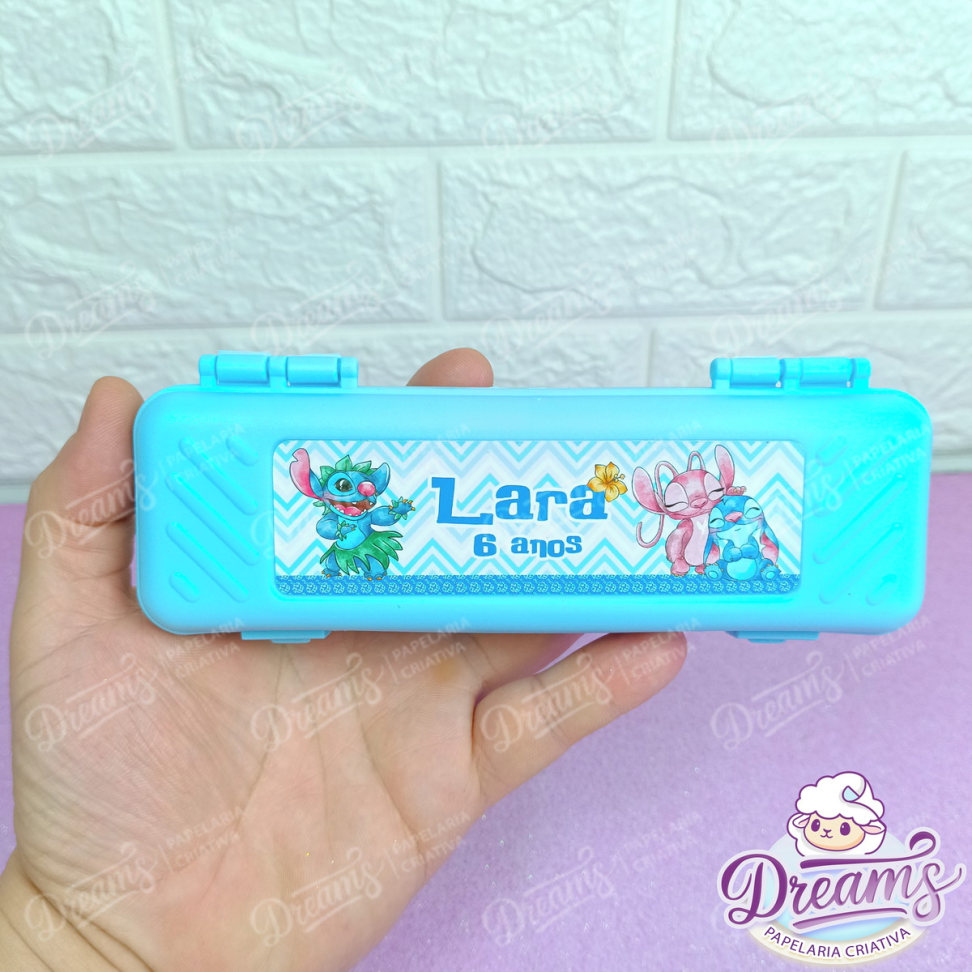 Kit com 10 Estojos Escolares Personalizados com Cola – Stitch e Angel - #5